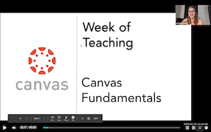 screen shot of a slide that says "Week of Teaching Canvas Fundamentals"