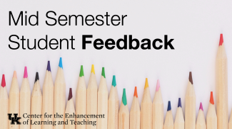 colored pencils stock photo with "mid semester student feedback" title