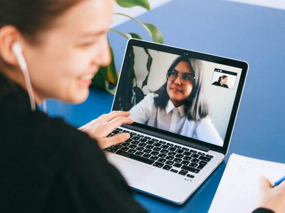 two people on a videoconference meeting